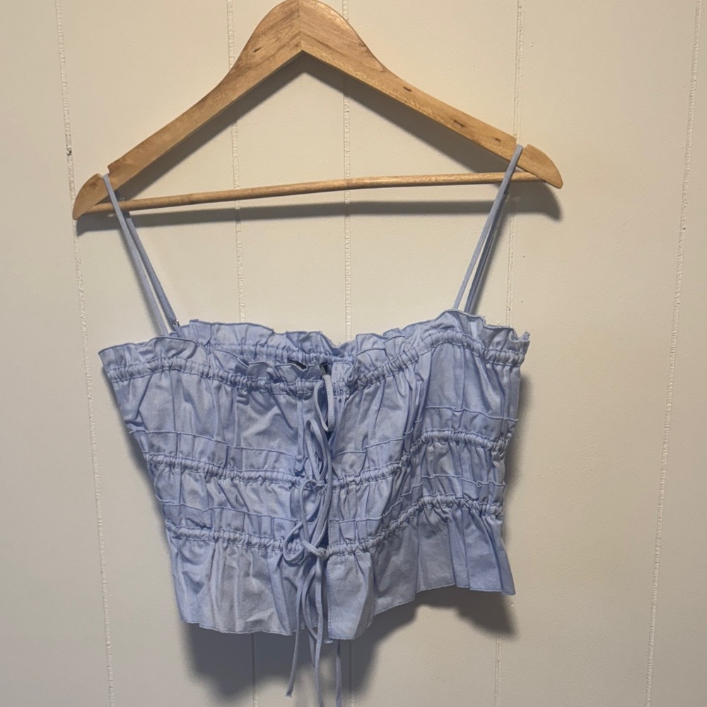 Zara Light Blue Ruched Camisole
